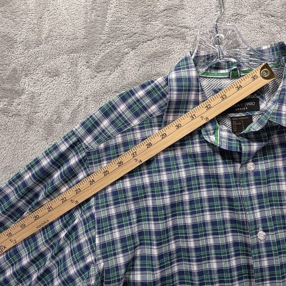 Ariat Shirt Mens Large Blue Plaid Pro Series Stretch Button Down Long Sleeve - Picture 9 of 10
